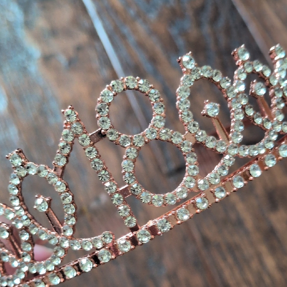 Rose Gold Crystal 18th Birthday Party Celebration Photo Prop Tiara with Combs